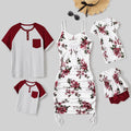 Matching Raglan T-shirts and Floral Drawstring Ruched Bodycon Dresses