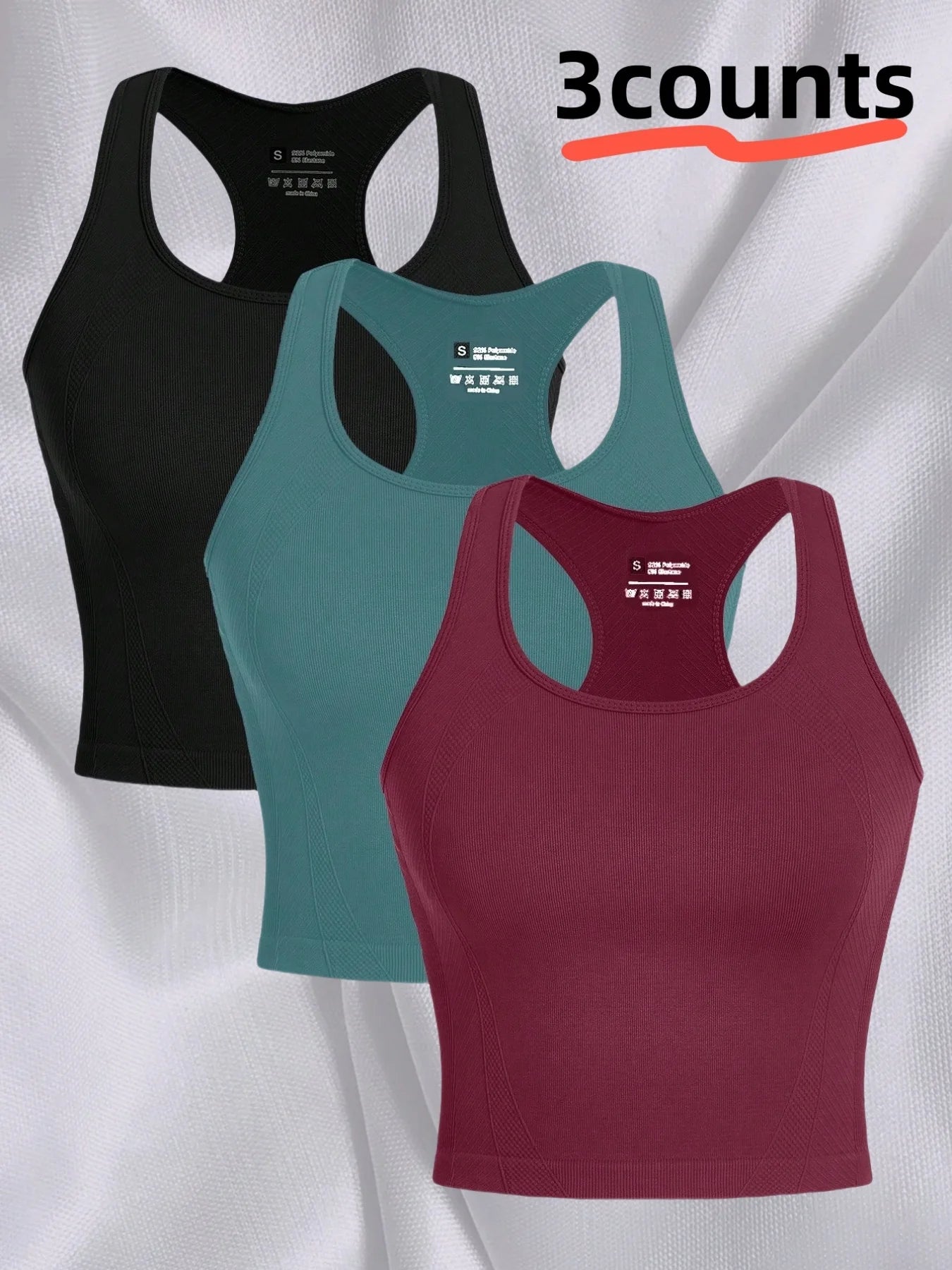 Sports Racing Back Spandex Fitness Top for Running / Gym Workout