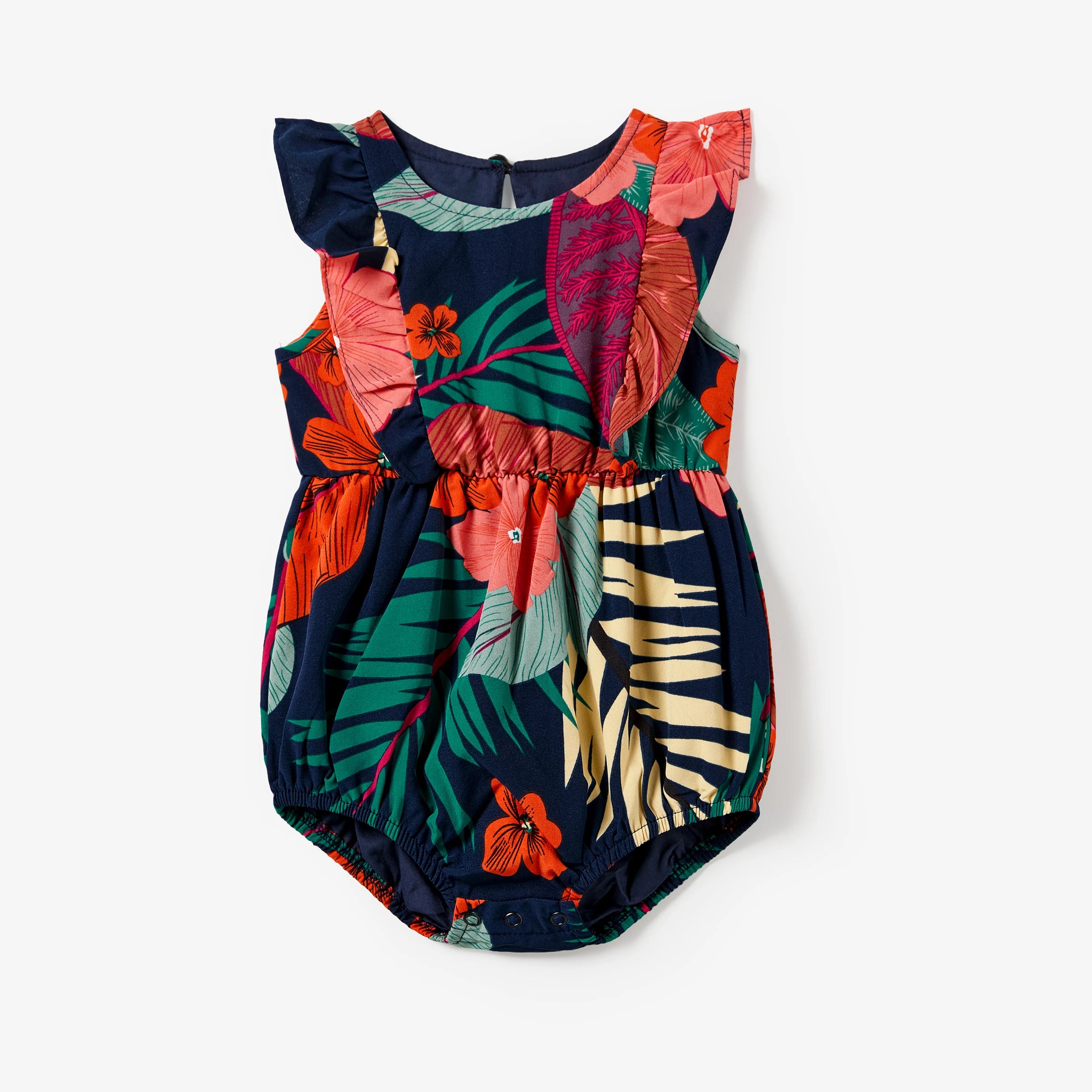 Family Matching Floral Black tee and V-neck Strap Dress