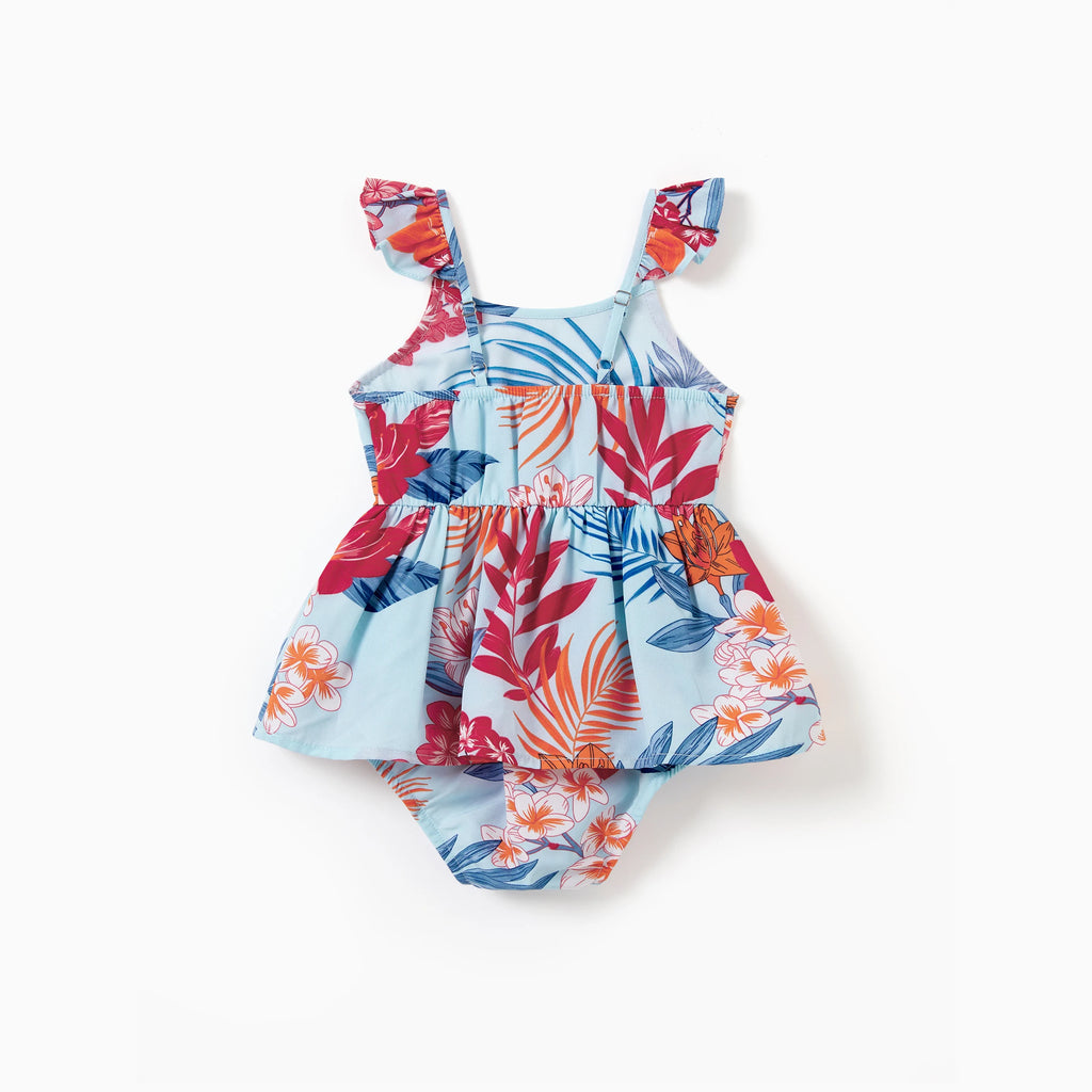 Matching Family Tropical Floral Jumpsuits for Vacation Beachwear