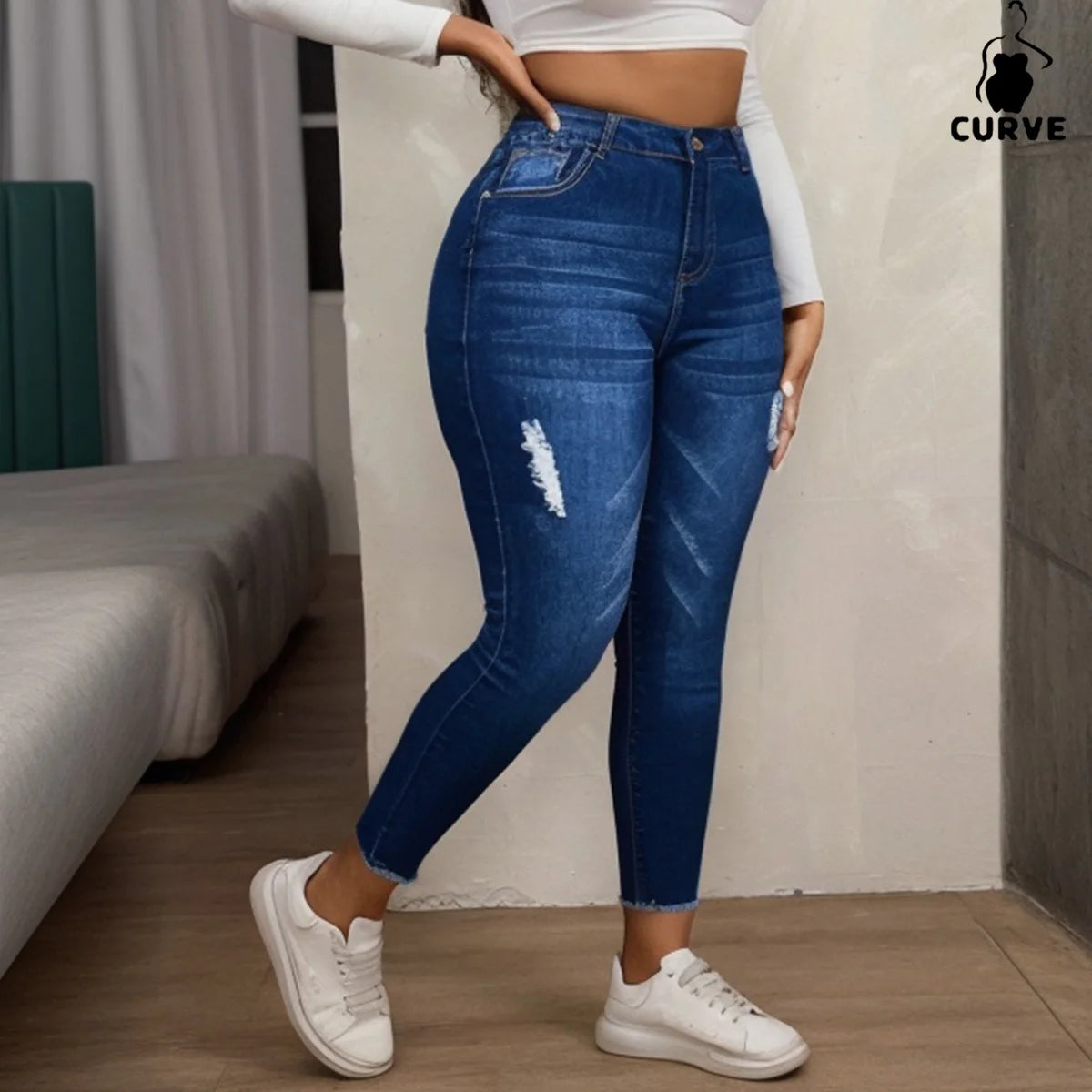 Plus-Size Women's High-Waisted Skinny Stretch Denim Jeans