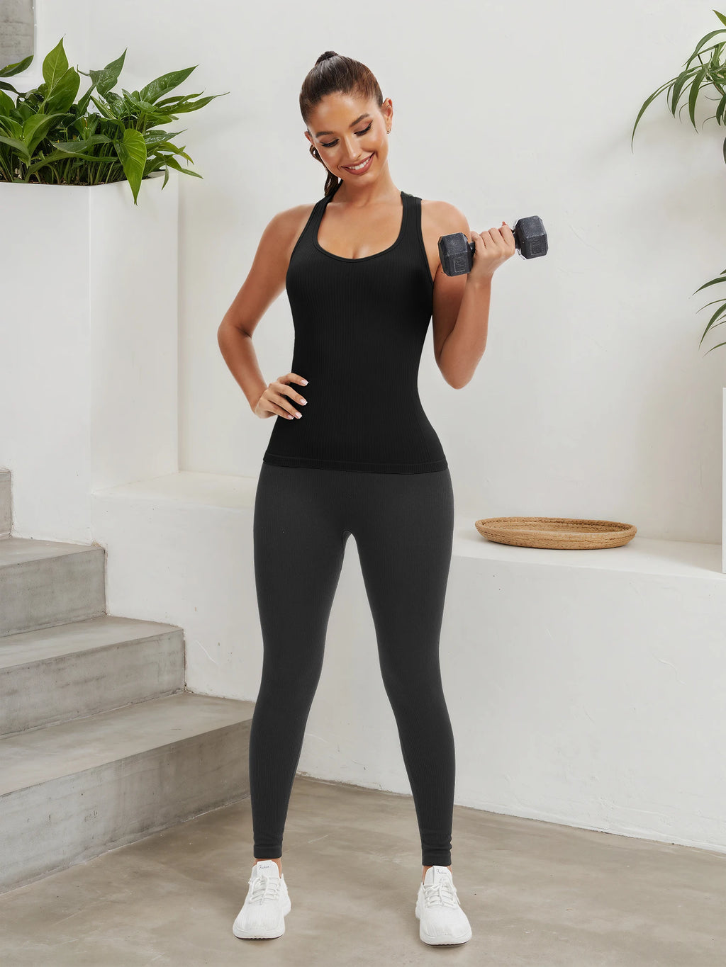 Workout Tank with Built-in Bra, Racerback Breathable Athletic Camisole