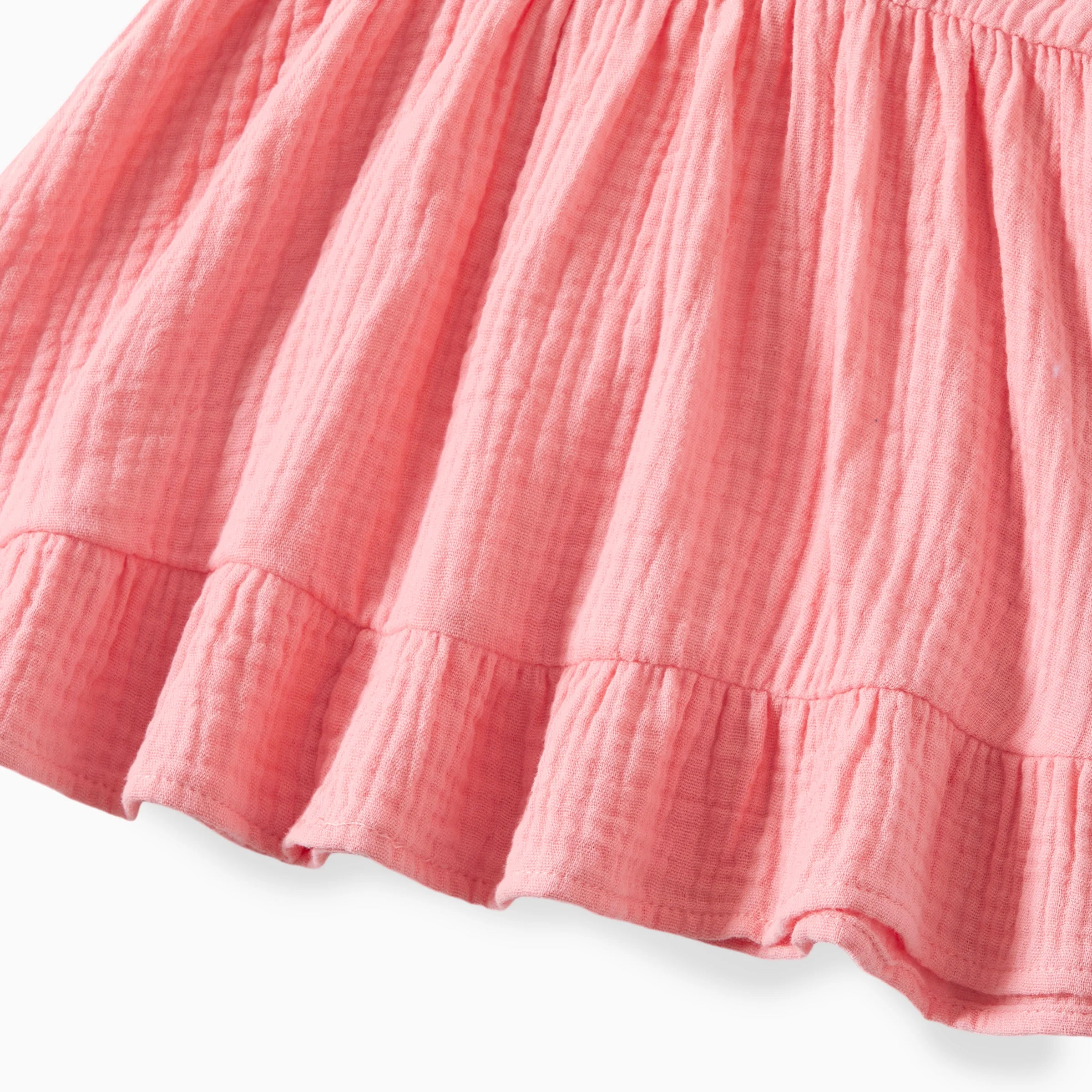Matching Plaid Shirt and Pink Cotton Shirred Flutter Strap Dress Sets
