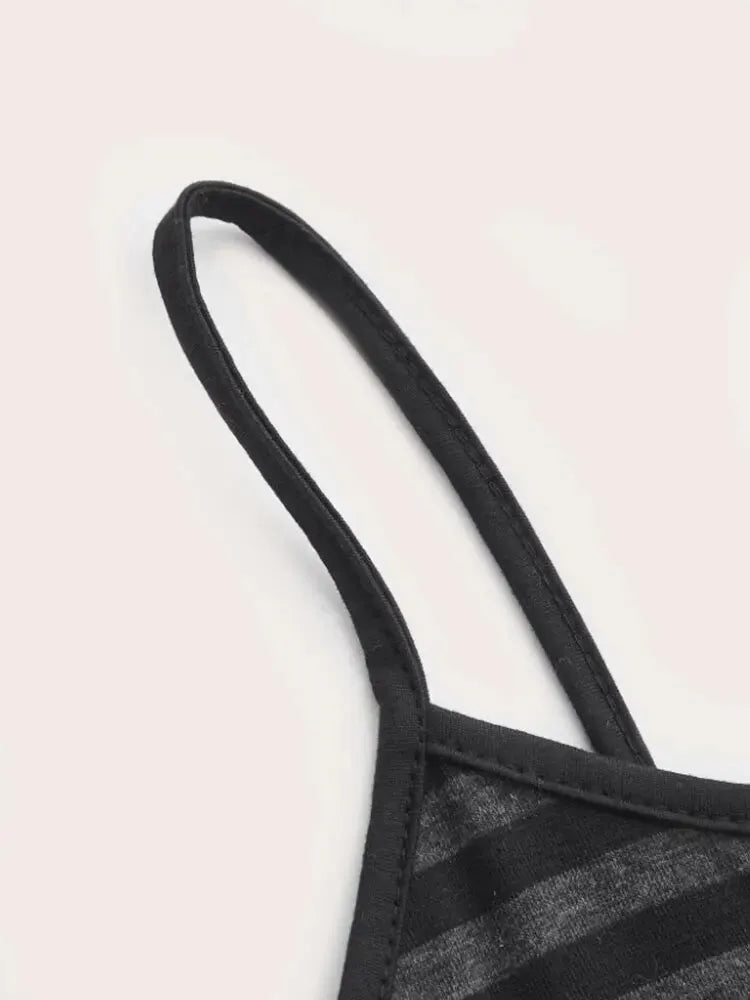 Goth Punk Striped Button Cami Top