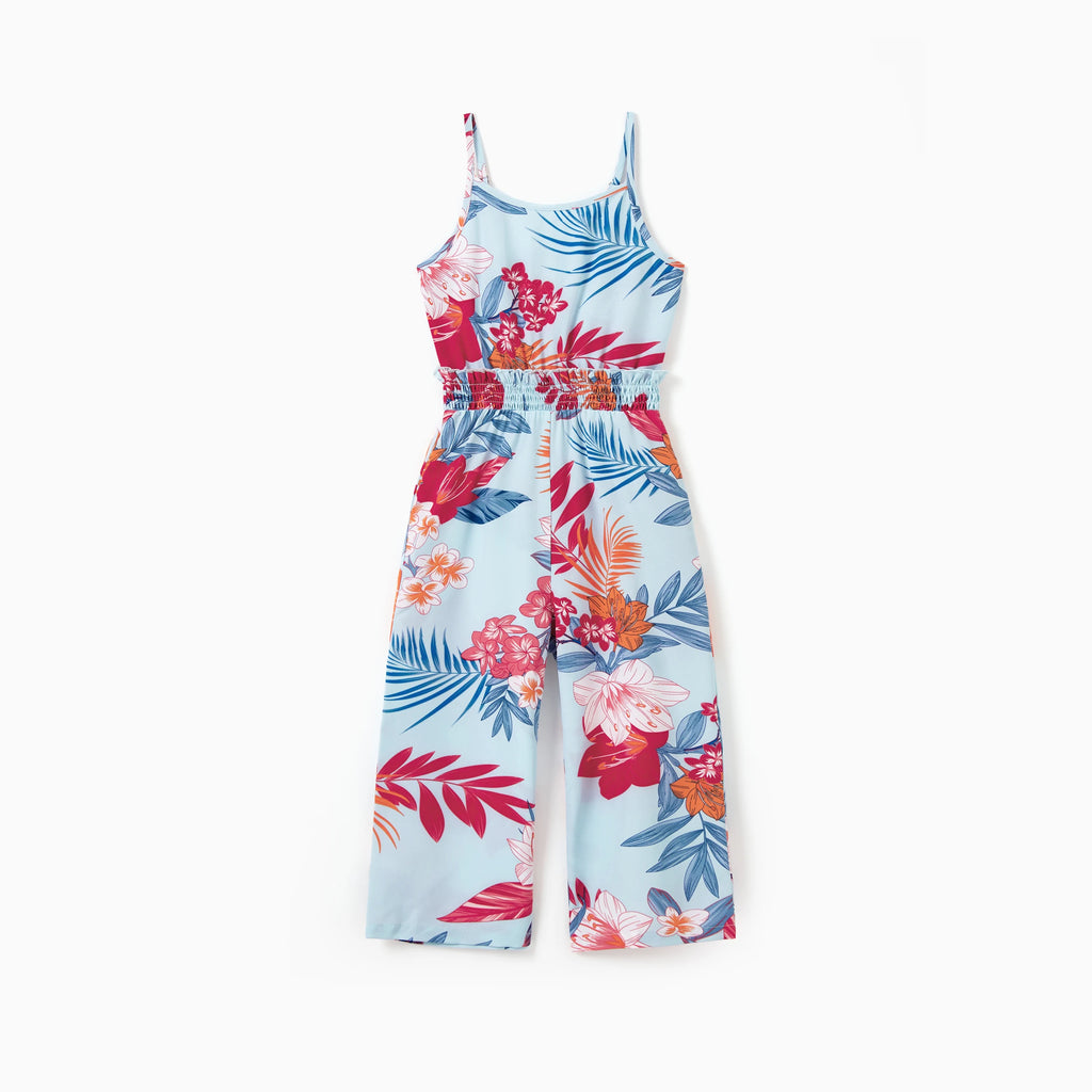 Matching Family Tropical Floral Jumpsuits for Vacation Beachwear