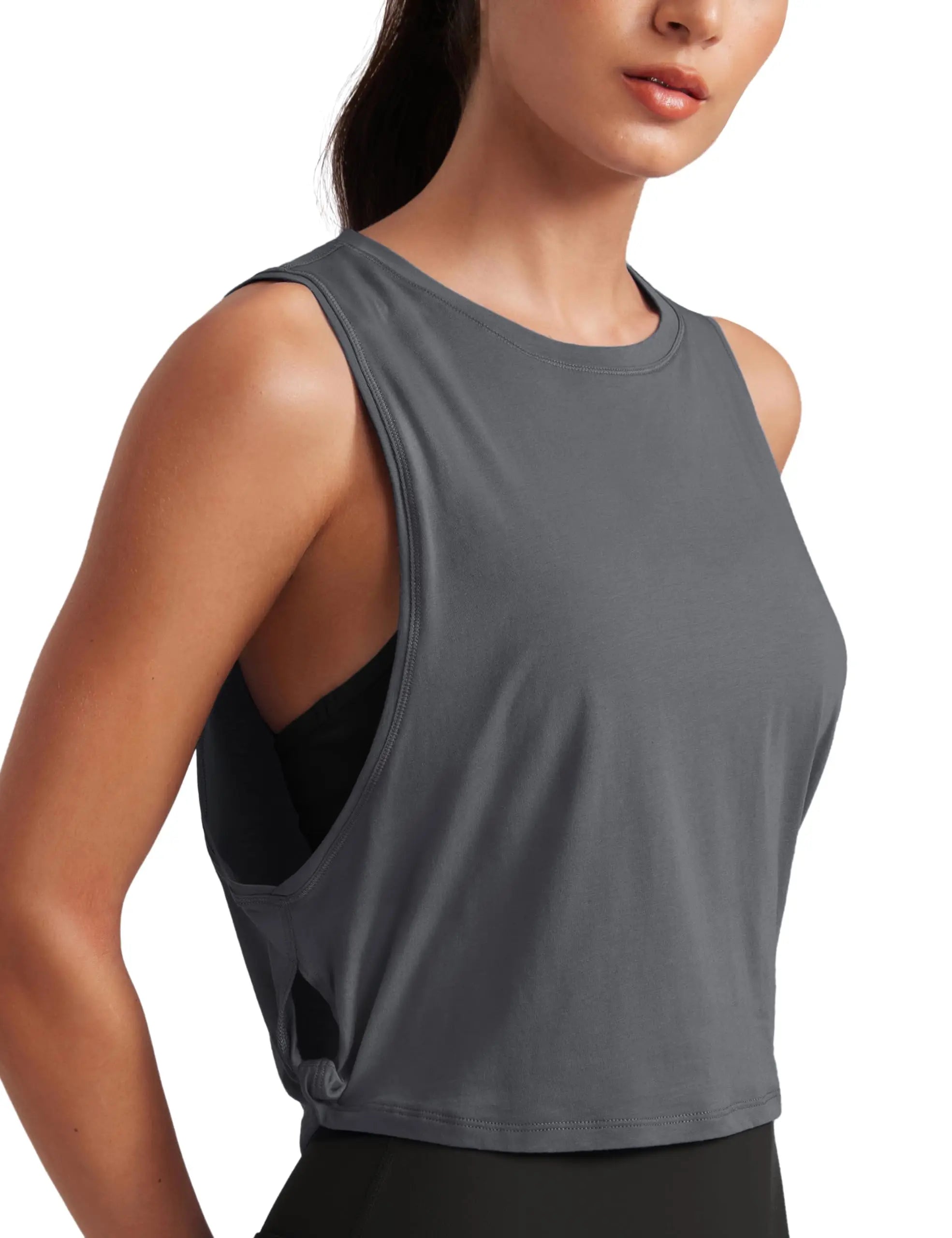 Womenn's Workout Sport Athletic Yoga Running Gym Loose Crop Sleeveless Shirts
