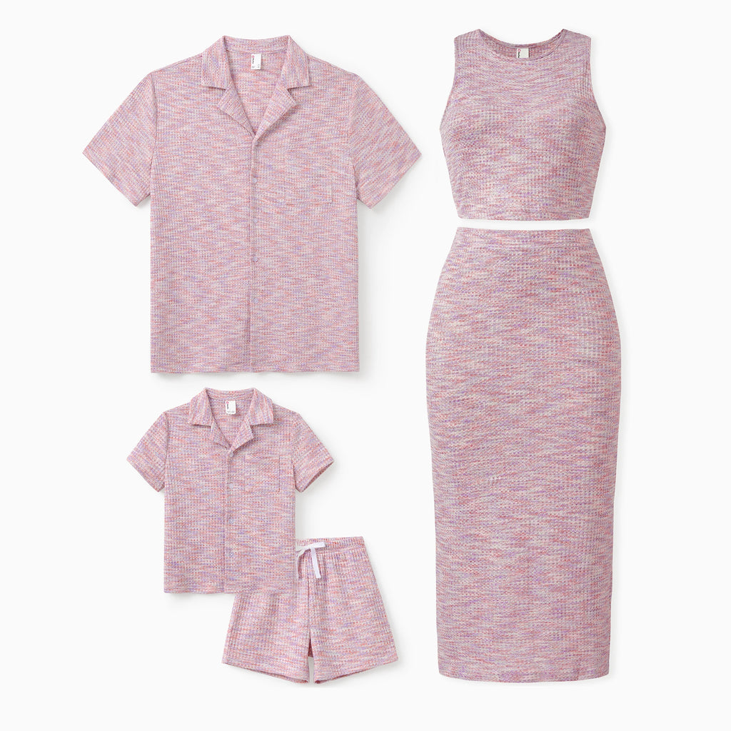 Matching 2-Piece Crop Top & Midi Skirt for Her, Short Sleeve Shirt for Him