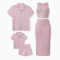 Matching 2-Piece Crop Top & Midi Skirt for Her, Short Sleeve Shirt for Him