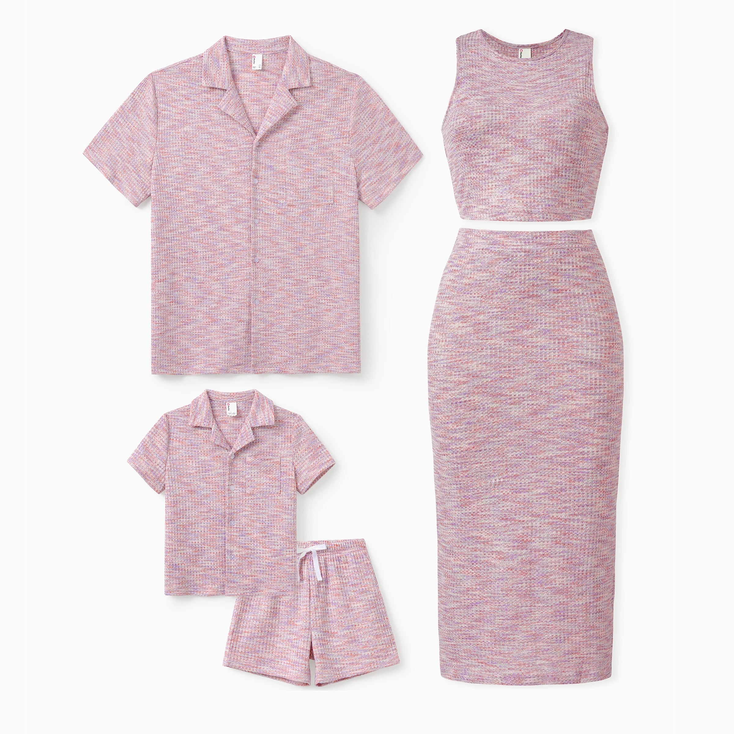 Matching 2-Piece Crop Top & Midi Skirt for Her, Short Sleeve Shirt for Him