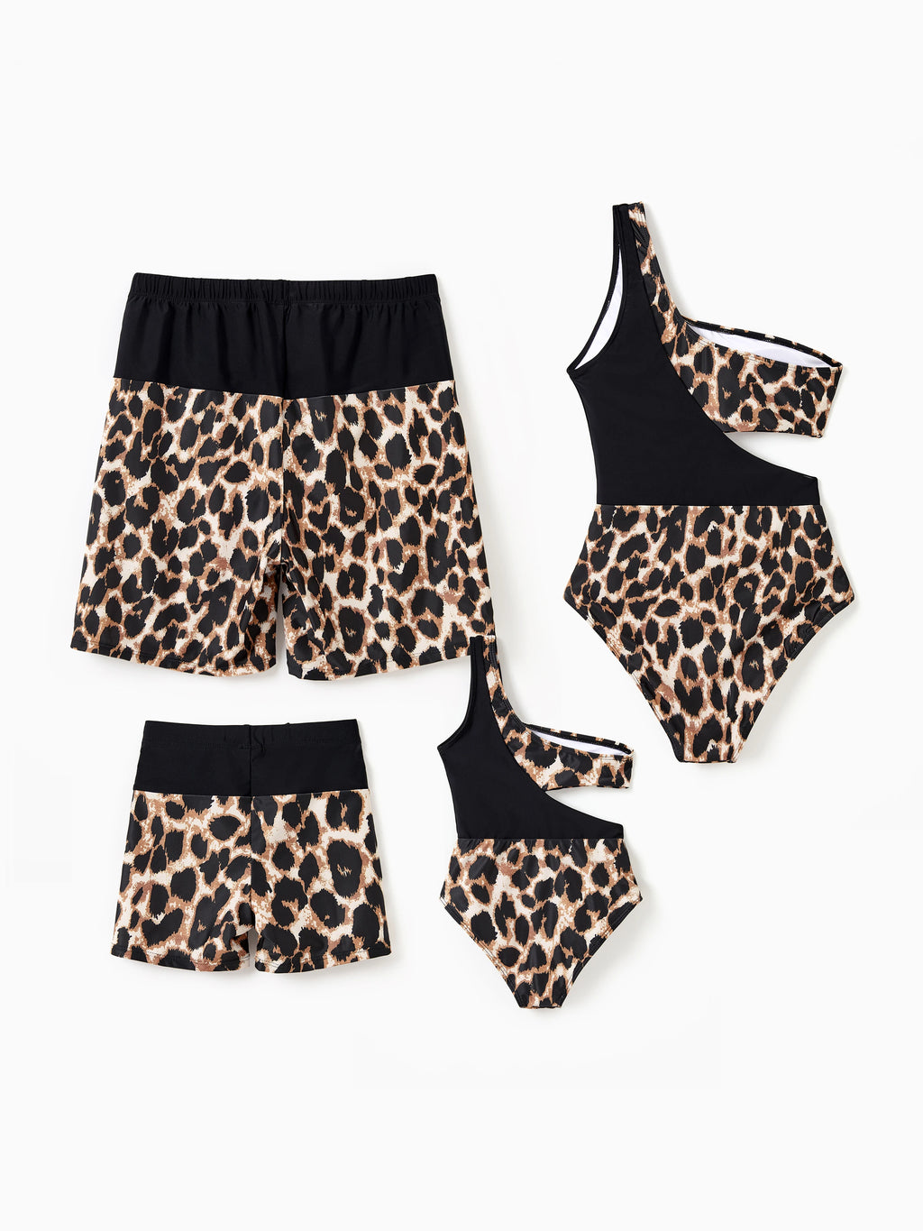 Family Matching Leopard Panel Piece Swimsuit / Swim Trunk Shorts