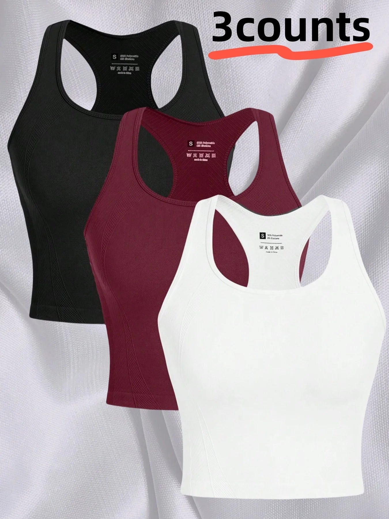 Sports Racing Back Spandex Fitness Top for Running / Gym Workout