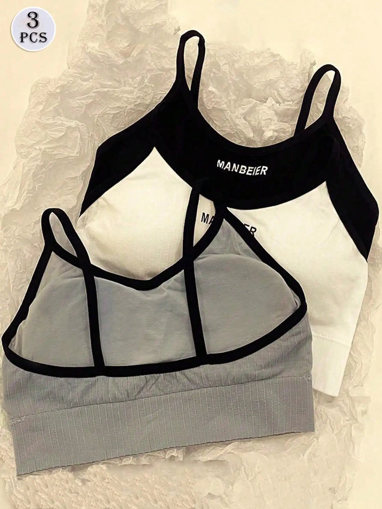 3-Pack Yoga Women's Bras, with Bra Pads