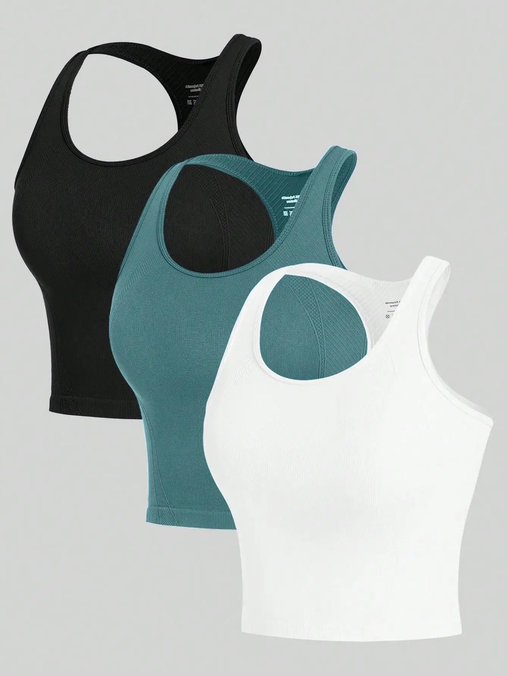Women's 3-Pack Ribbed Seamless Yoga Tank Tops Racerback