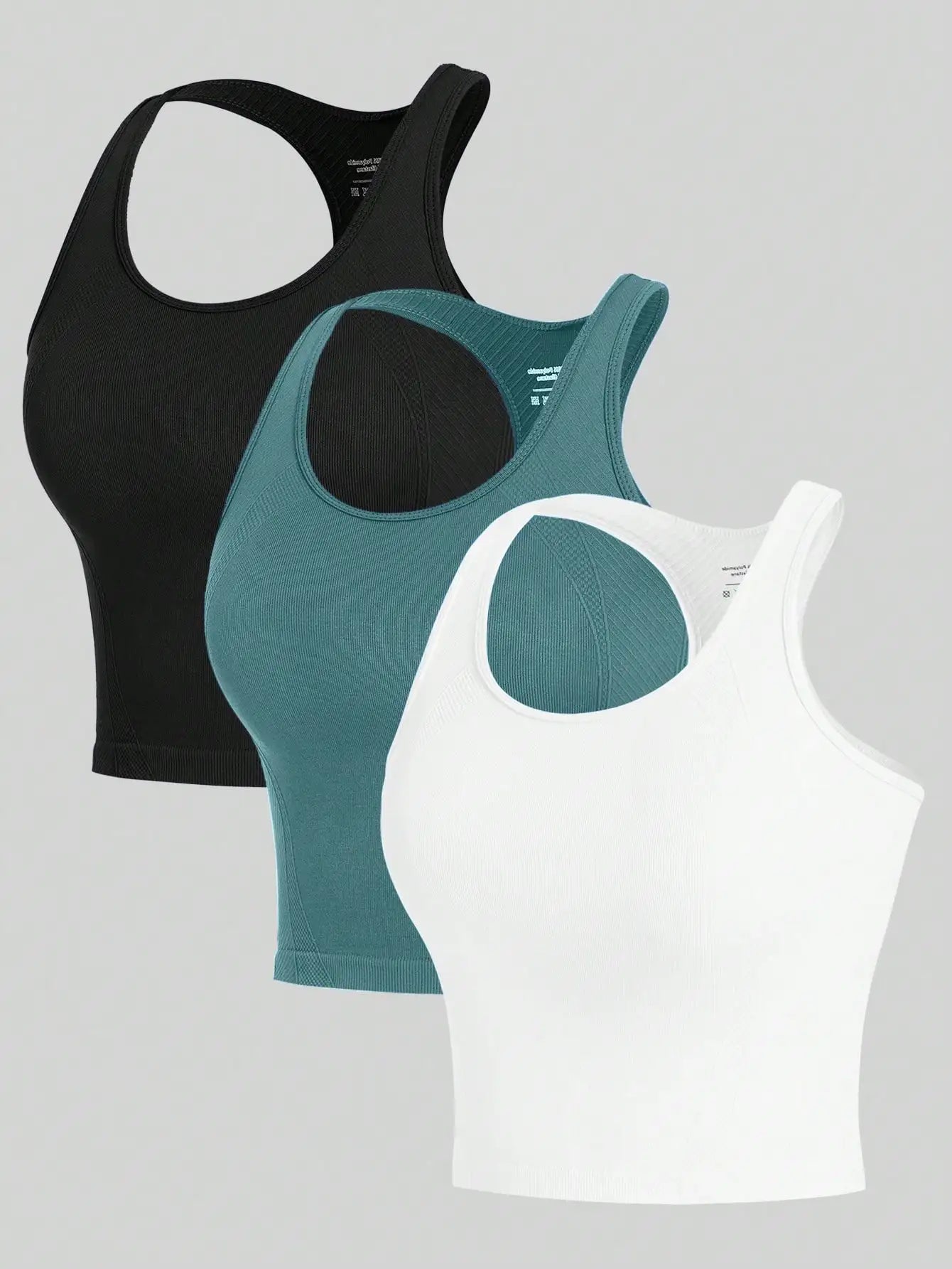Women's 3-Pack Ribbed Seamless Yoga Tank Tops Racerback