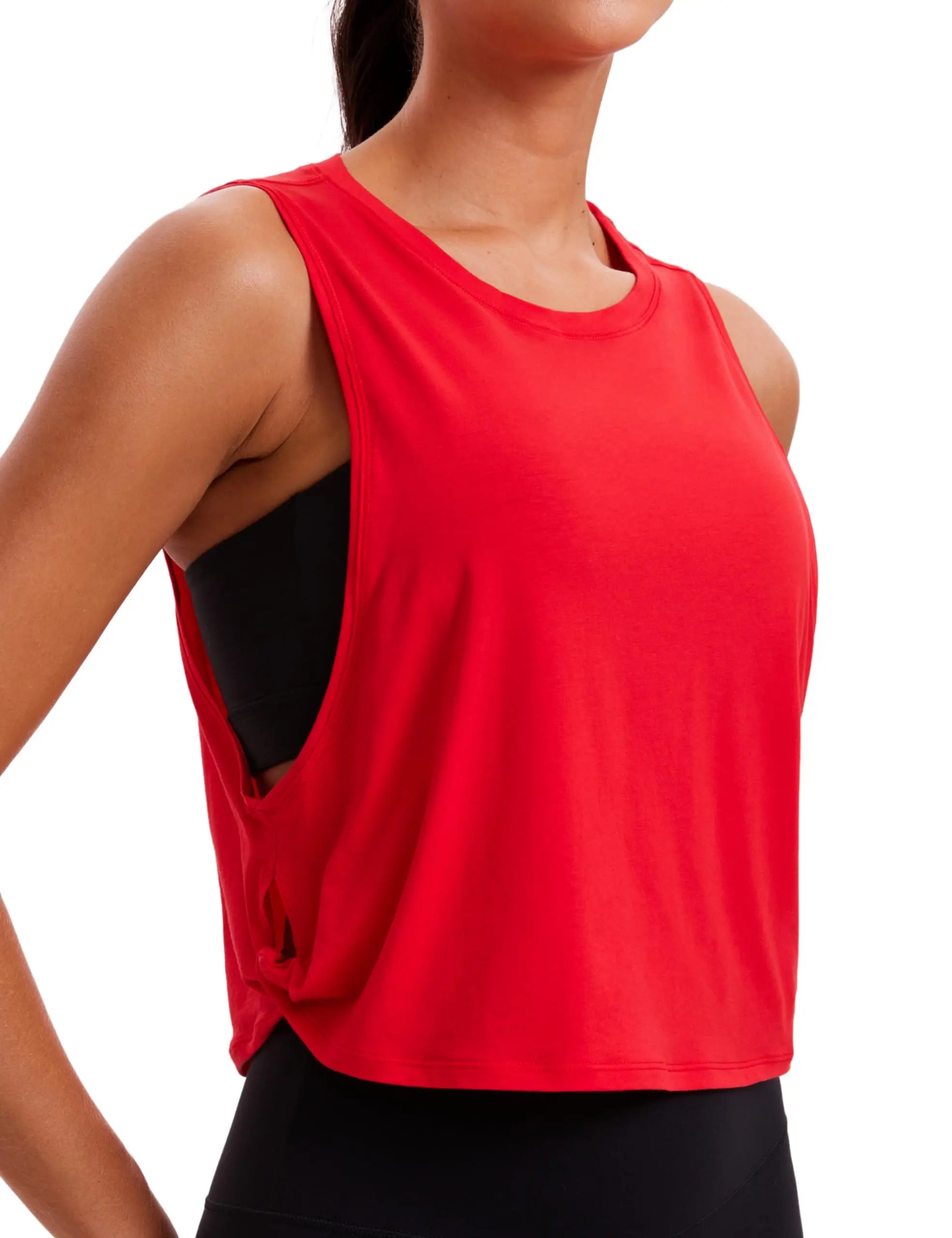 Womenn's Workout Sport Athletic Yoga Running Gym Loose Crop Sleeveless Shirts