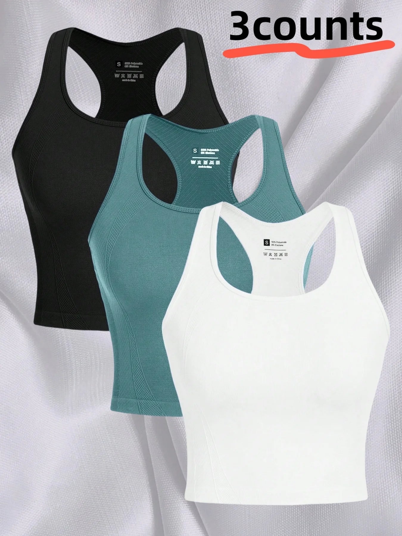 Sports Racing Back Spandex Fitness Top for Running / Gym Workout