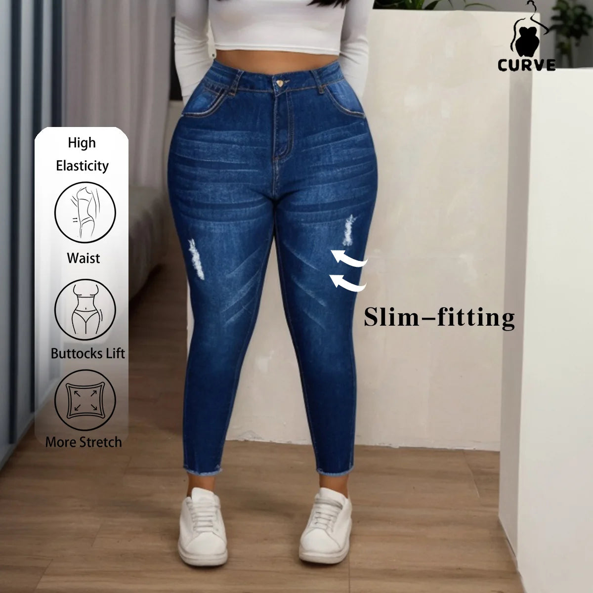 Plus-Size Women's High-Waisted Skinny Stretch Denim Jeans