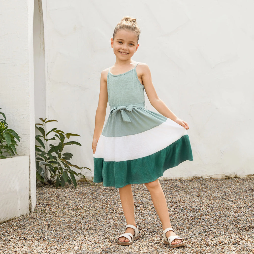 Family Matching Tee and Wrap Front Pleated Dress