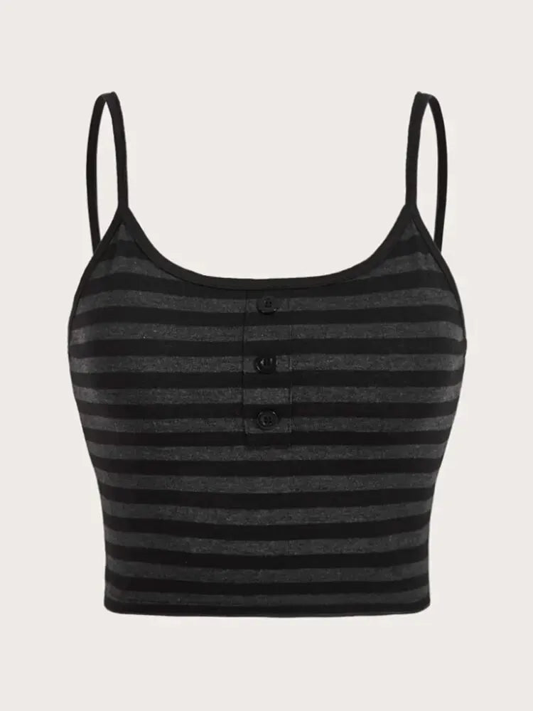 Goth Punk Striped Button Cami Top