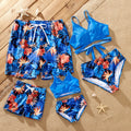 Family Matching Tropical Swim Trunks and Two-piece Bikini