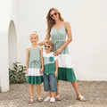 Family Matching Tee and Wrap Front Pleated Dress