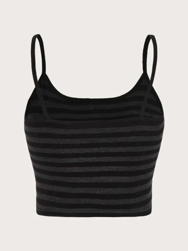 Goth Punk Striped Button Cami Top