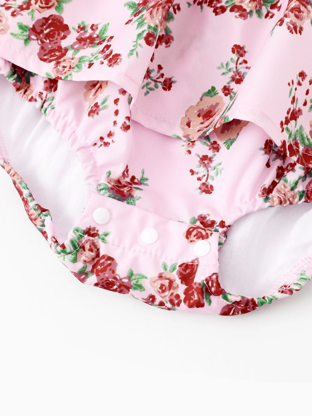 Matching Pink Floral Square Neck Dress - Mother Daughter Toddler Girl Outfit