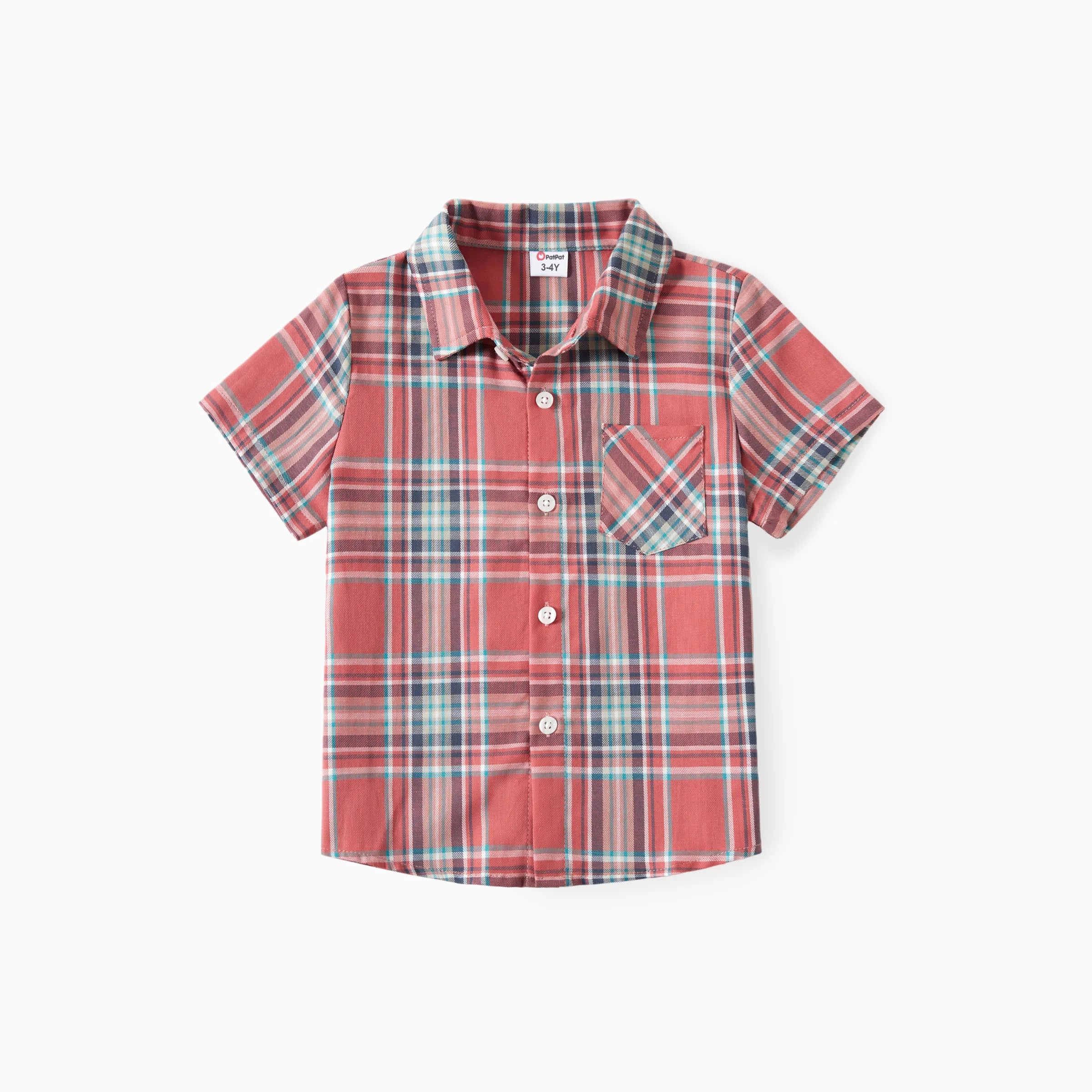 Matching Plaid Shirt and Pink Cotton Shirred Flutter Strap Dress Sets