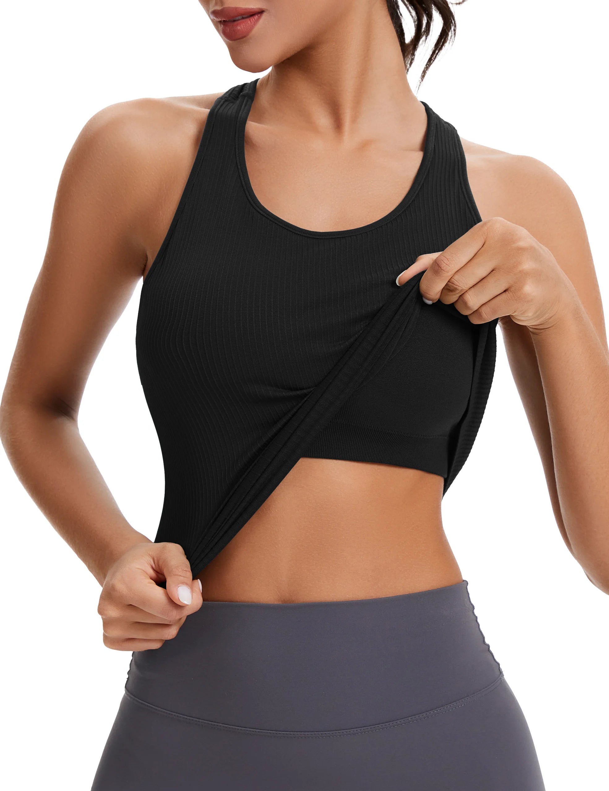 Seamless Workout Tops with Built in Bra