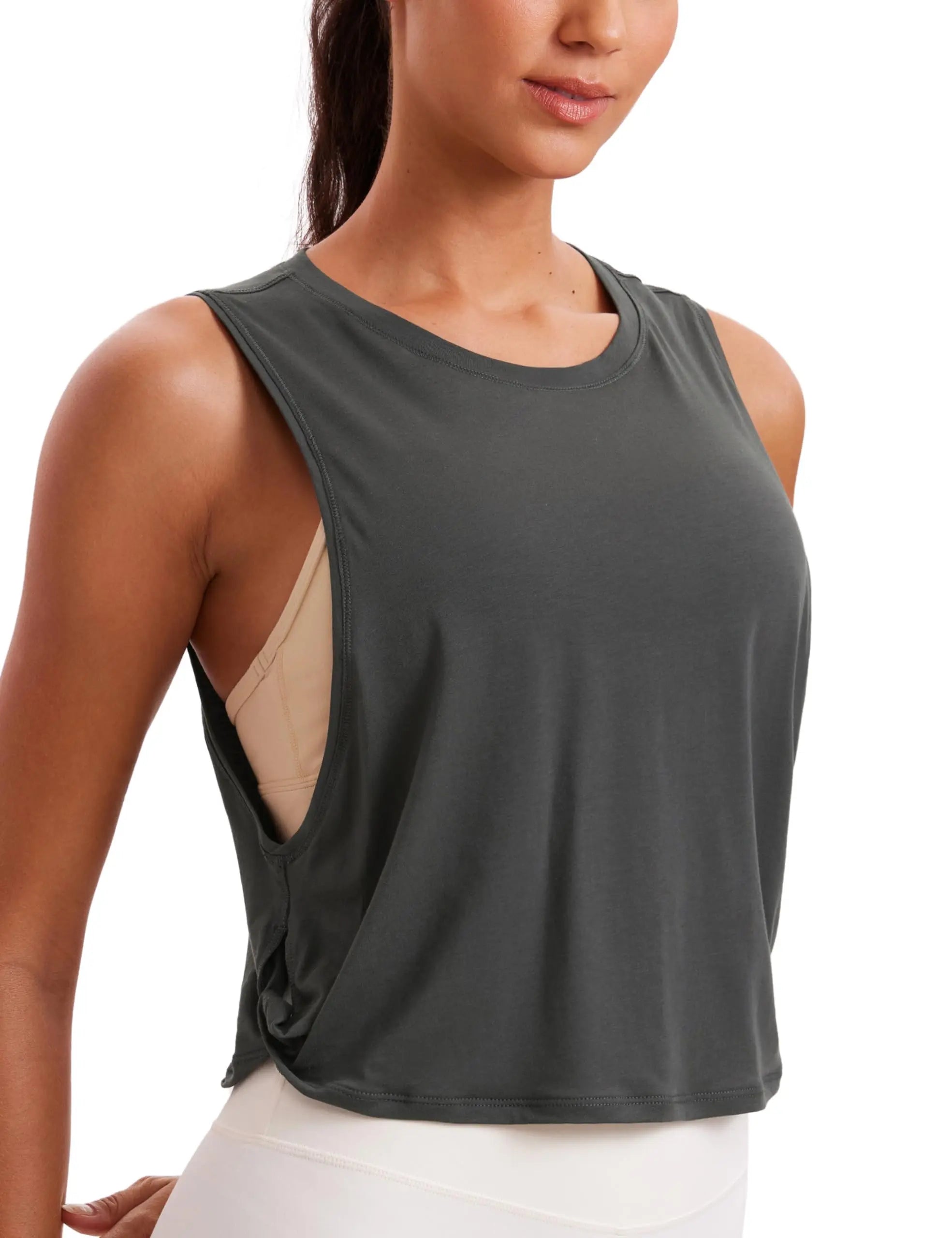 Womenn's Workout Sport Athletic Yoga Running Gym Loose Crop Sleeveless Shirts