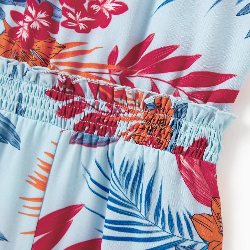 Matching Family Tropical Floral Jumpsuits for Vacation Beachwear
