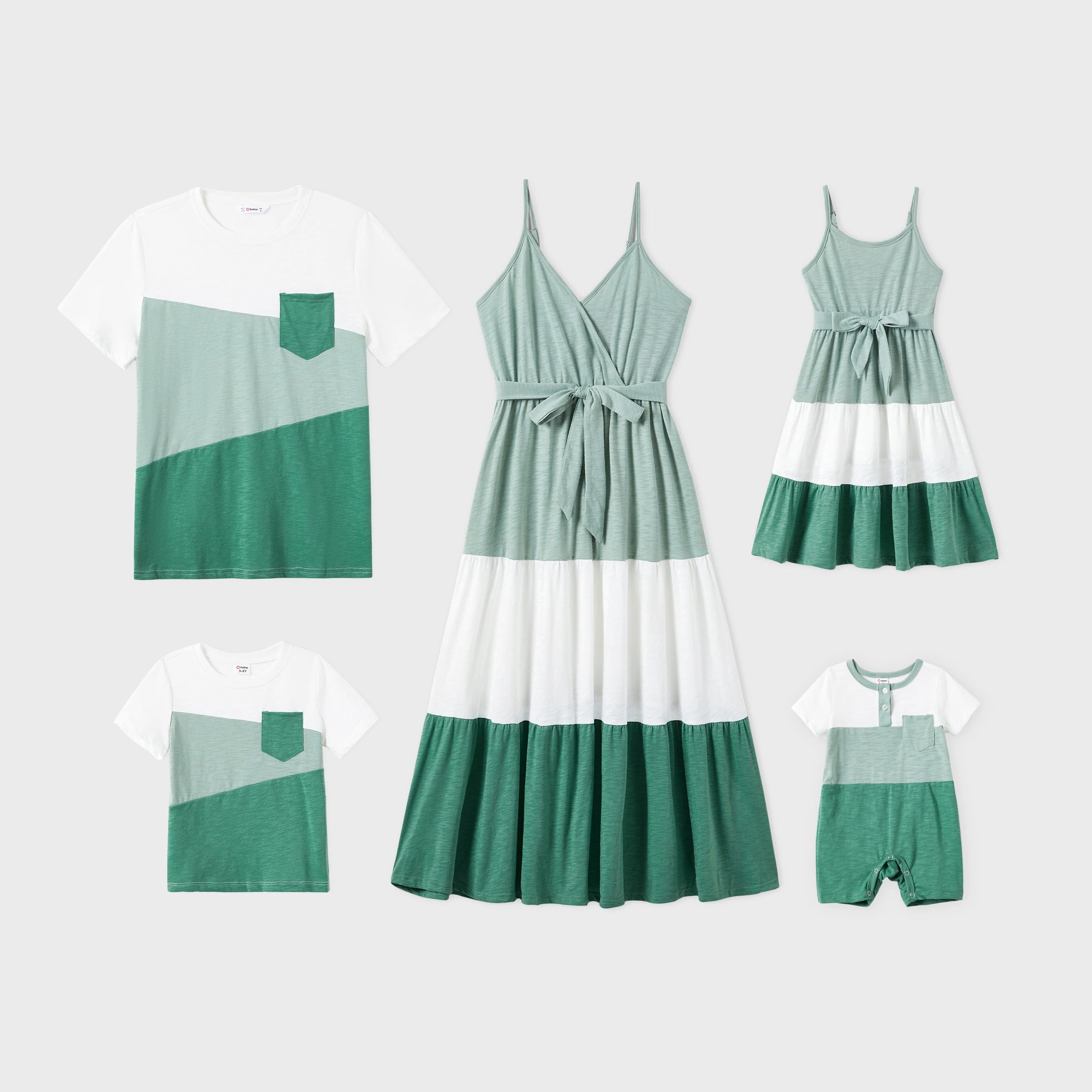 Family Matching Tee and Wrap Front Pleated Dress
