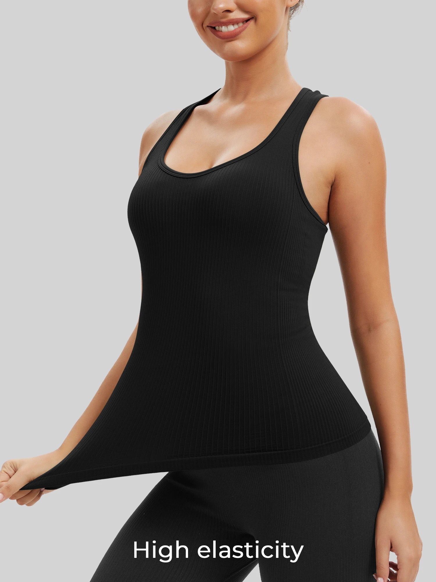 Workout Tank with Built-in Bra, Racerback Breathable Athletic Camisole