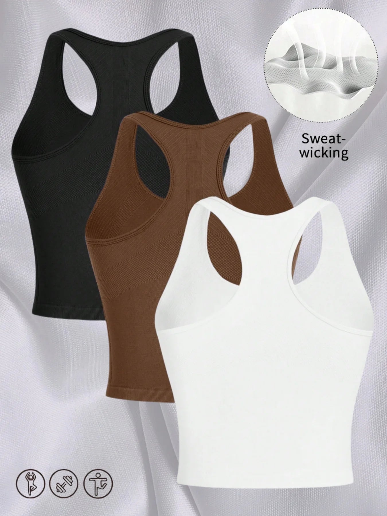 Sports Racing Back Spandex Fitness Top for Running / Gym Workout