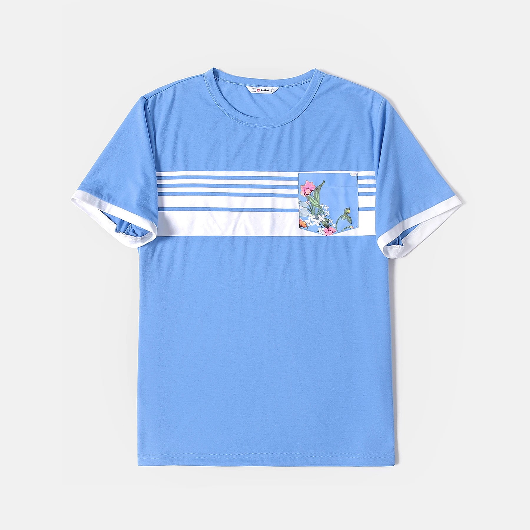 Matching Floral Print Midi Dresses and Striped Short-sleeve shirt Sets