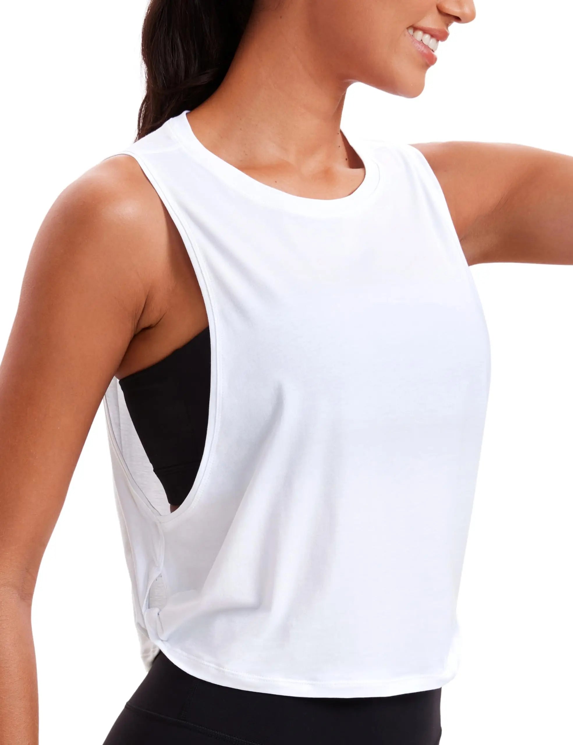 Womenn's Workout Sport Athletic Yoga Running Gym Loose Crop Sleeveless Shirts