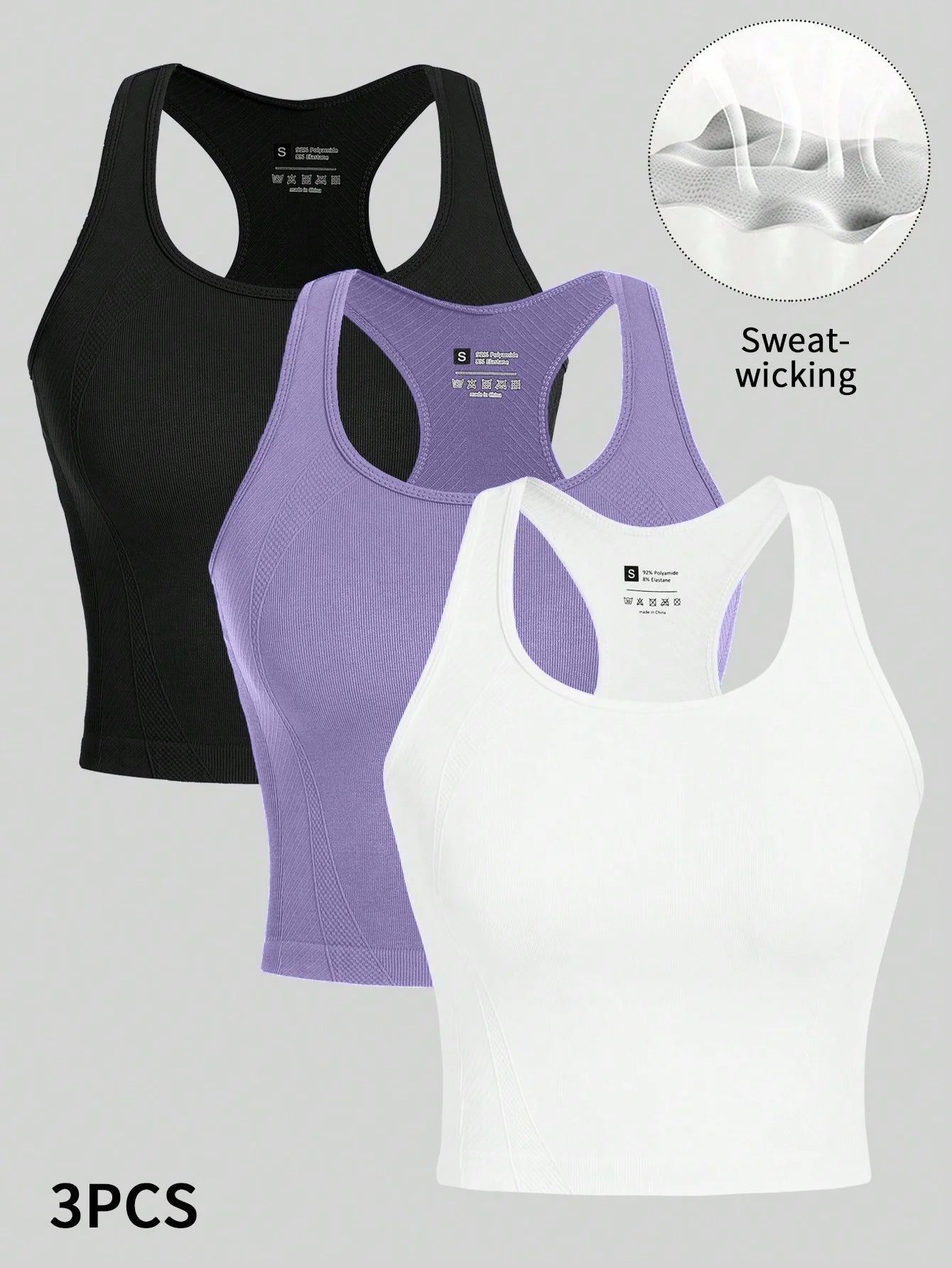 Sports Racing Back Spandex Fitness Top for Running / Gym Workout