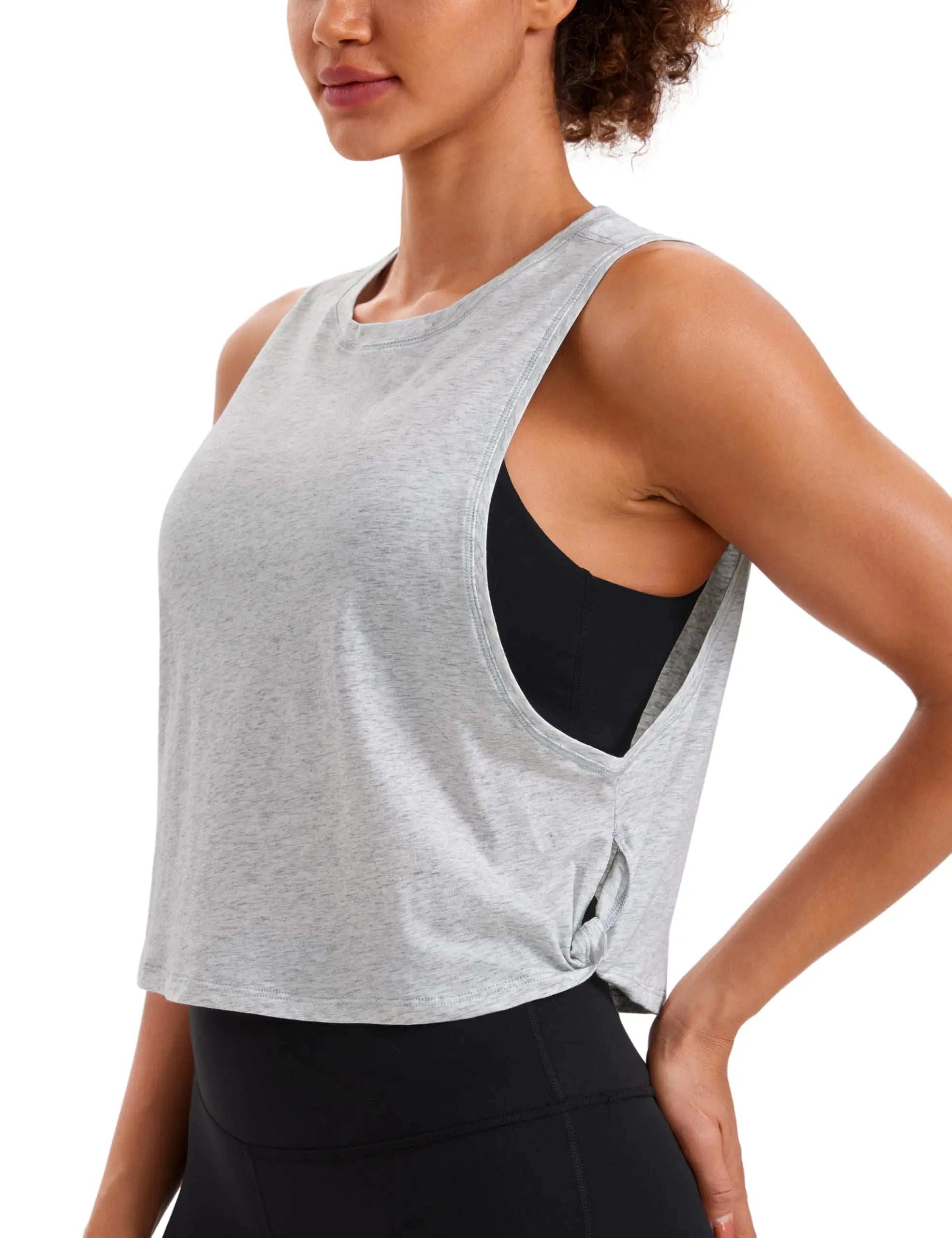 Womenn's Workout Sport Athletic Yoga Running Gym Loose Crop Sleeveless Shirts