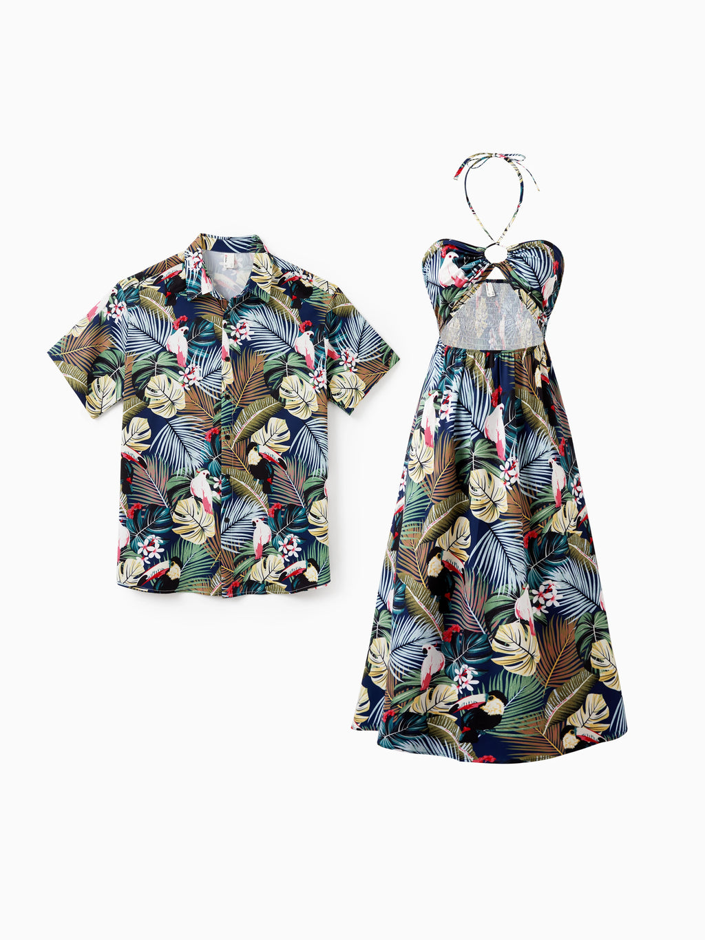 Couples Matching Hawaiian Set With Tropical Print