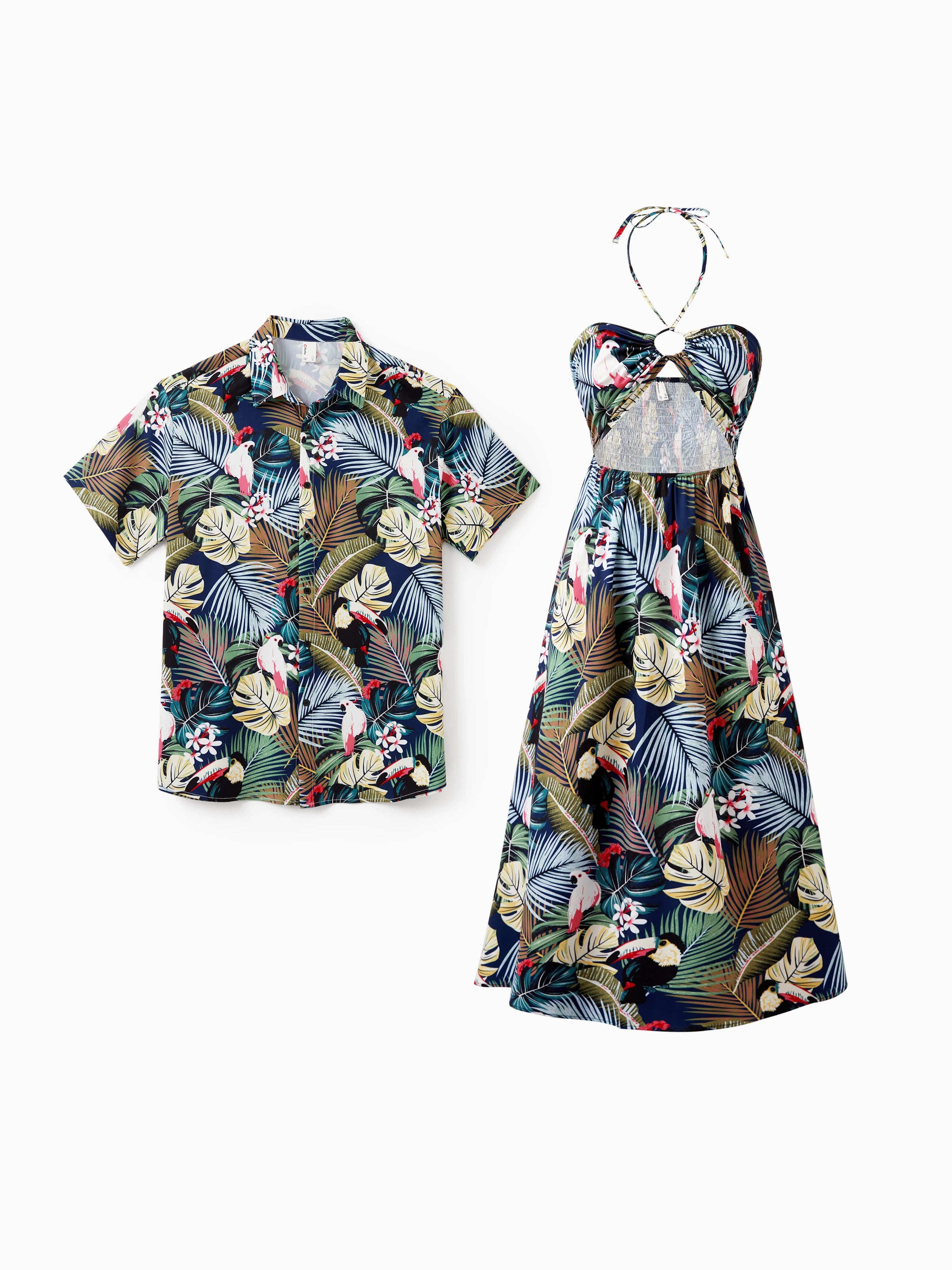 Couples Matching Hawaiian Set With Tropical Print