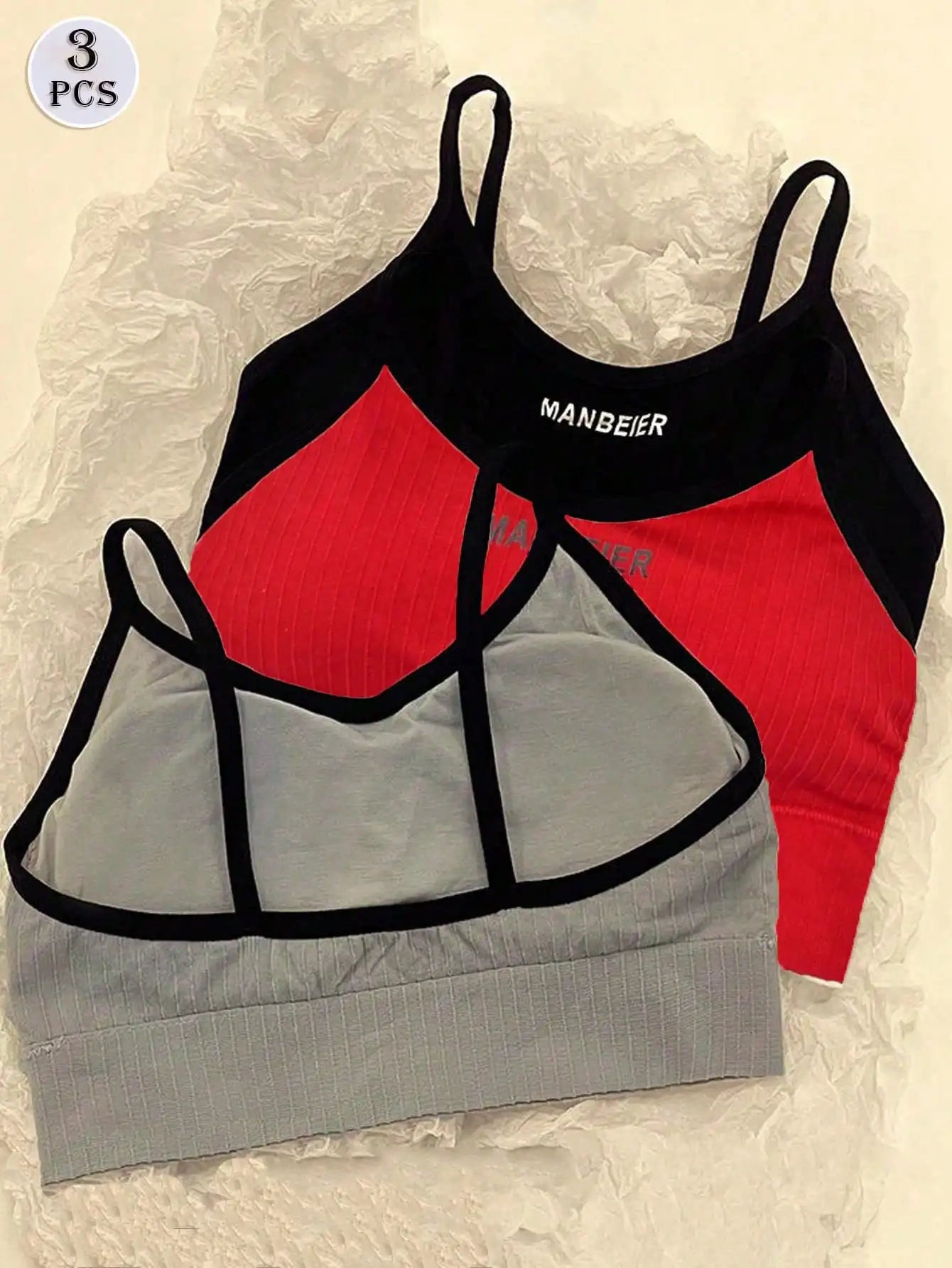 3-Pack Yoga Women's Bras, with Bra Pads