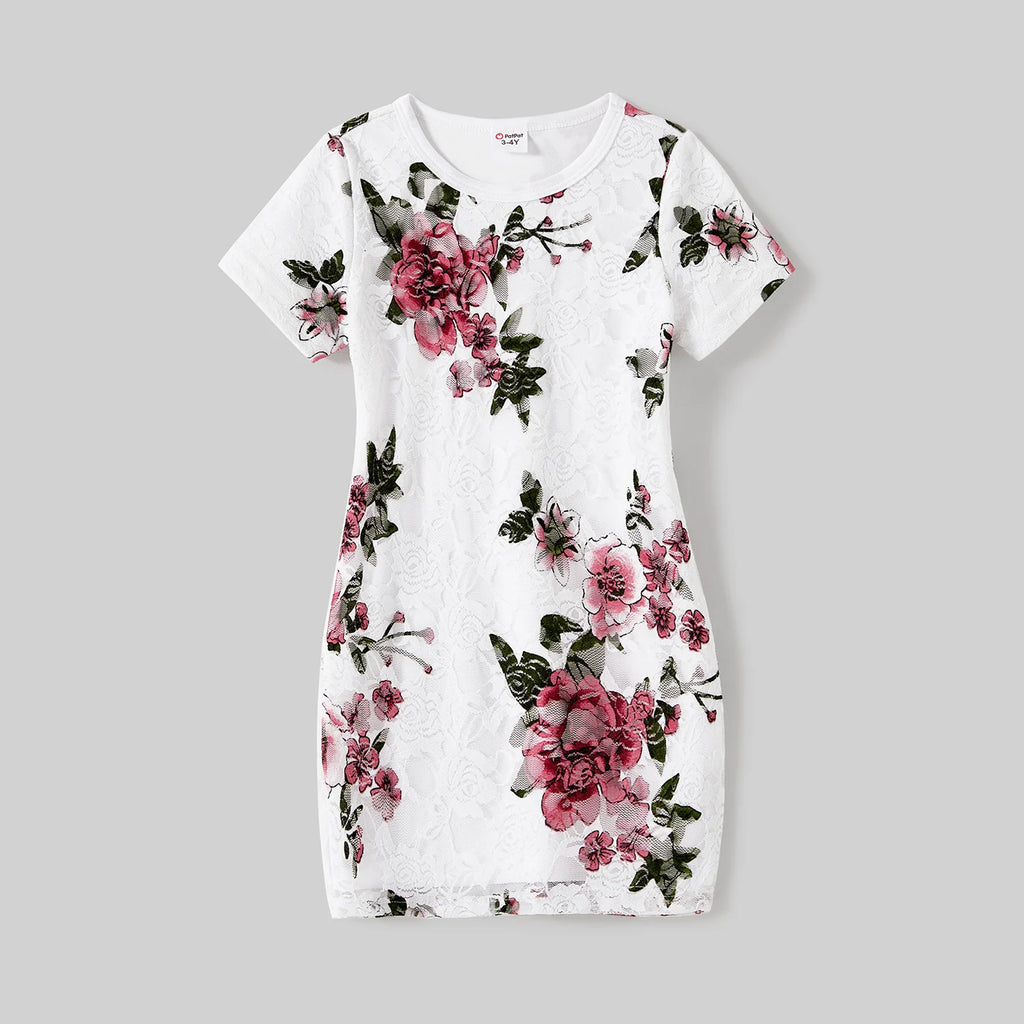 Matching Raglan T-shirts and Floral Drawstring Ruched Bodycon Dresses