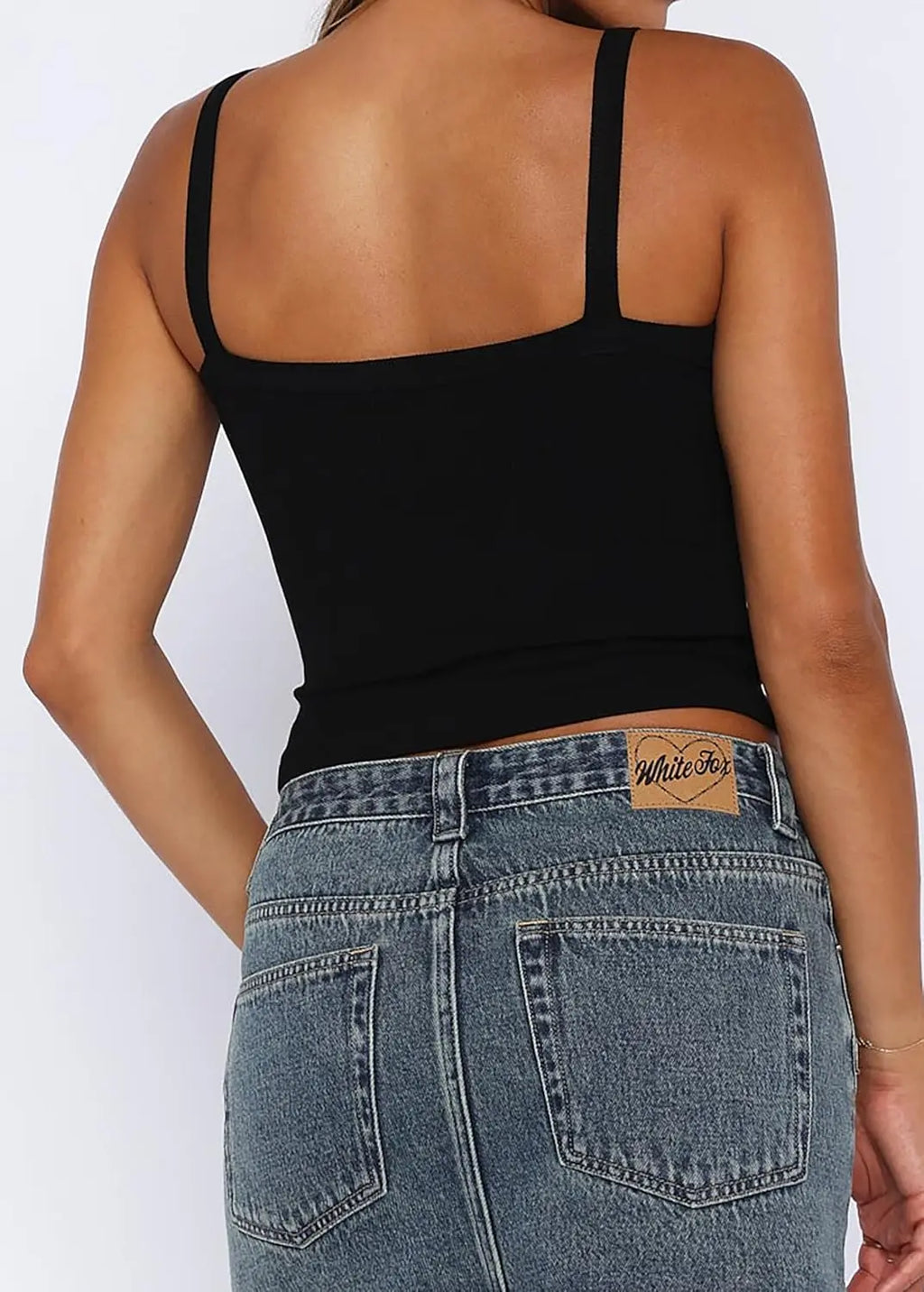 Womens Spaghetti Strap V-Neck Ribbed Tank Top