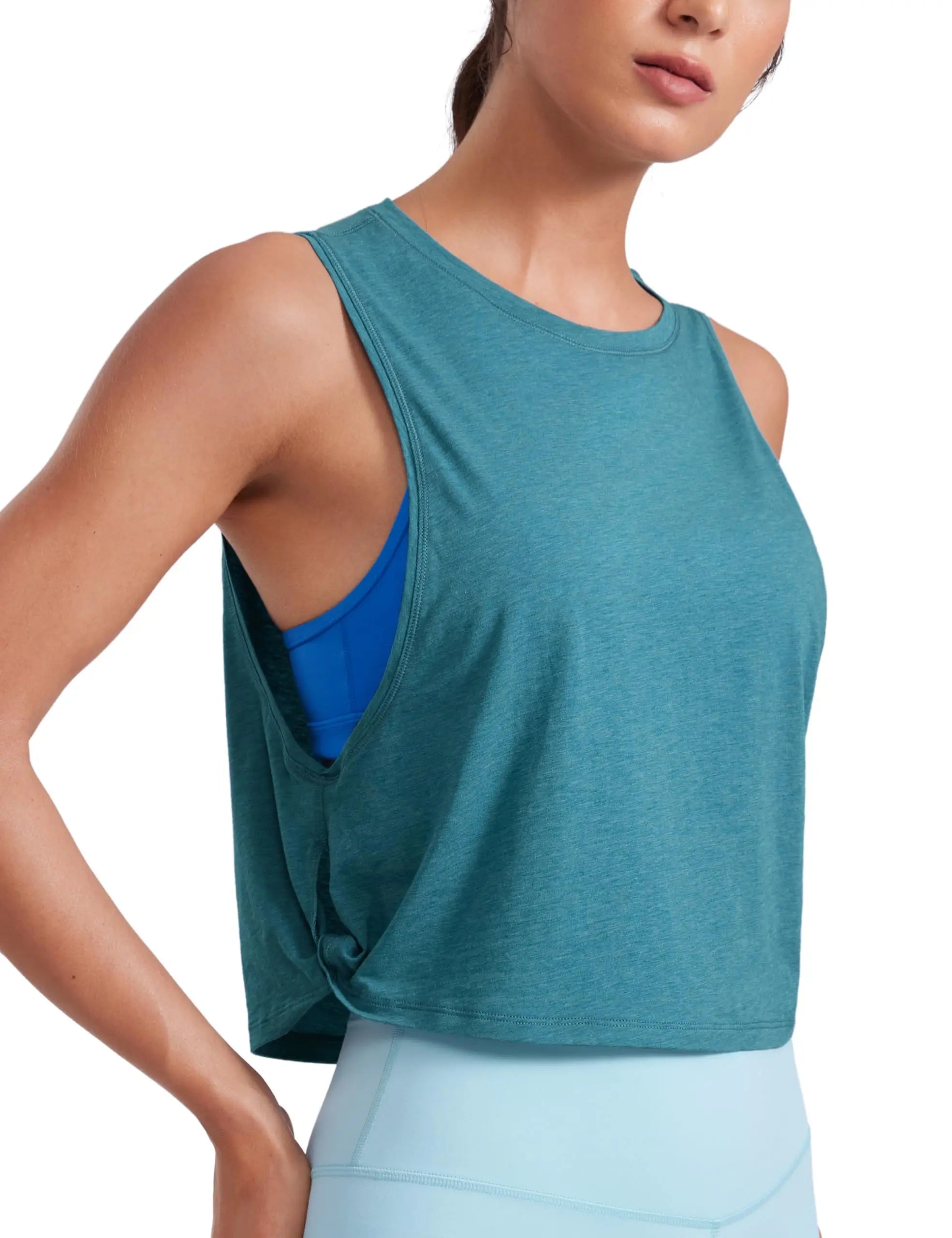 Womenn's Workout Sport Athletic Yoga Running Gym Loose Crop Sleeveless Shirts